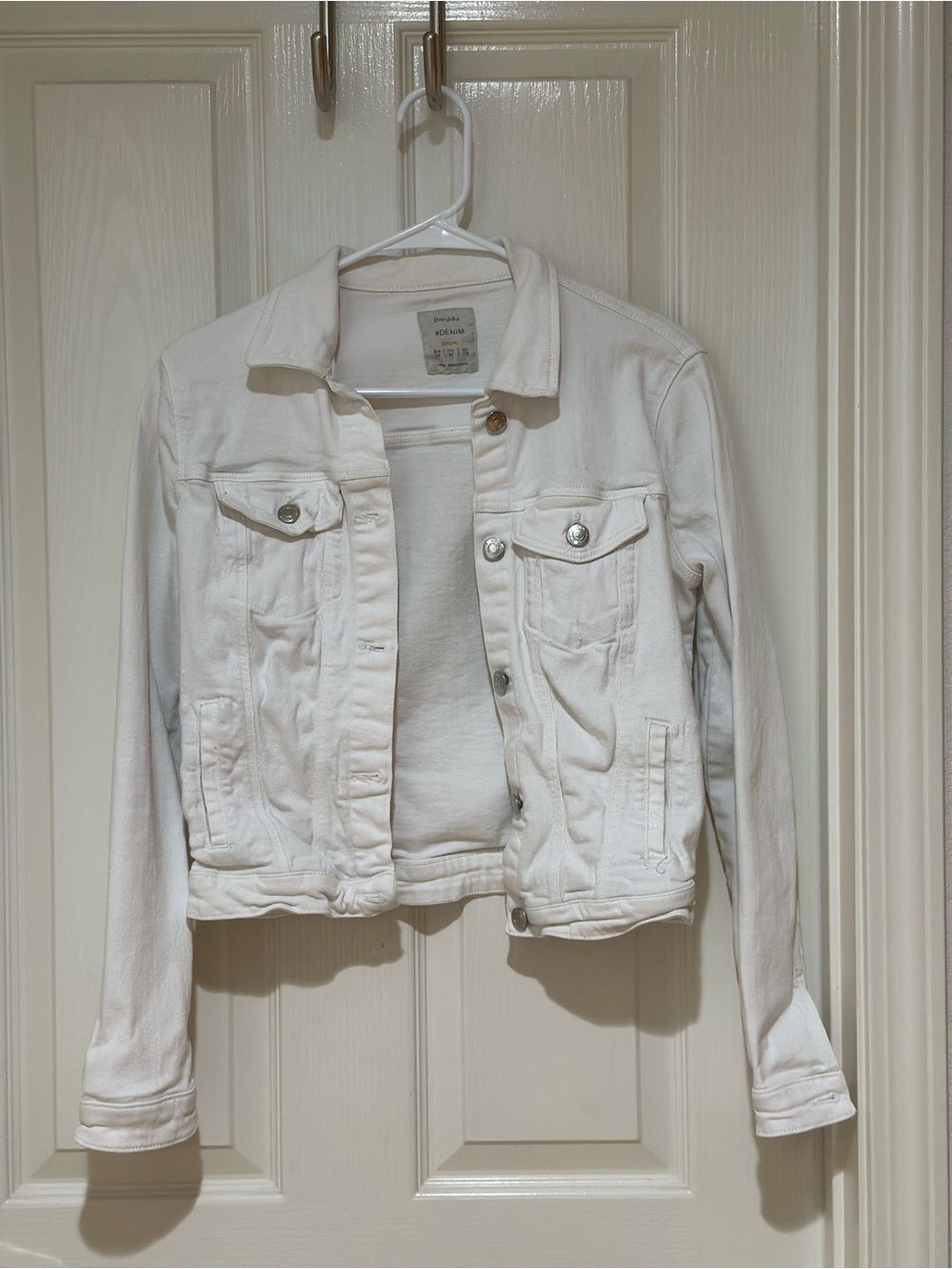 Bershka White Denim Jean Jacket